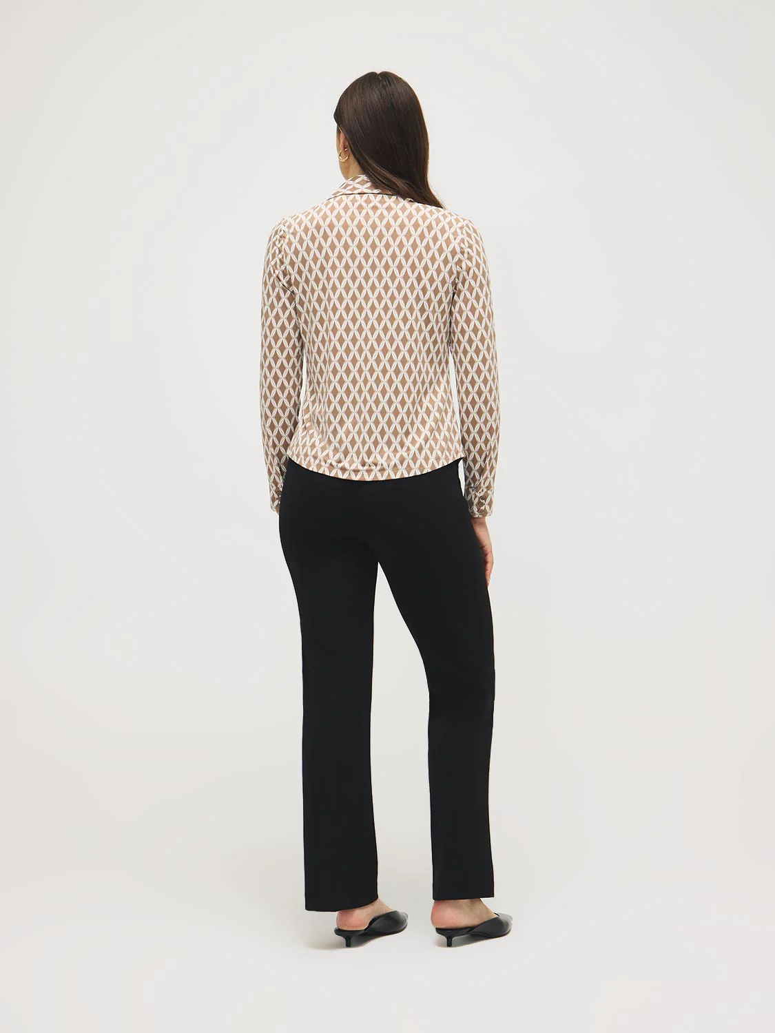 Geo Print Johnny Collar Button-Front Blouse - Image 4