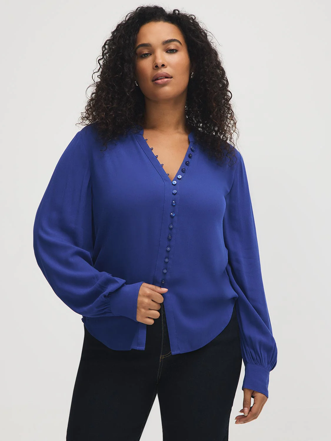 Split Collar Popover Blouse - Image 3