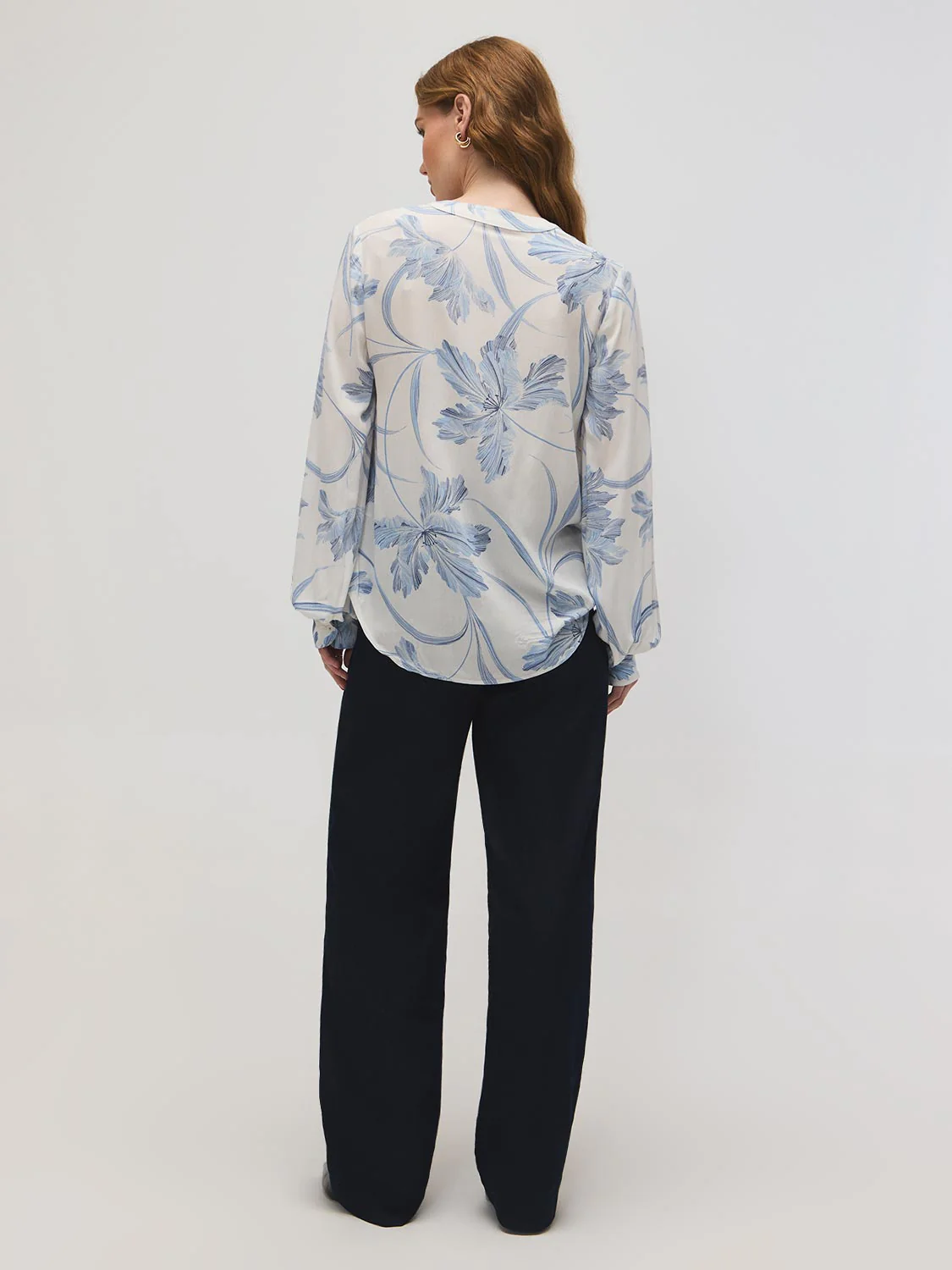 Floral Split Collar Popover Blouse - Image 4