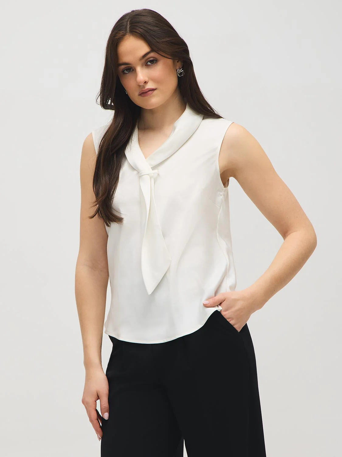 Tie-Neck Satin-Like Top - Image 2