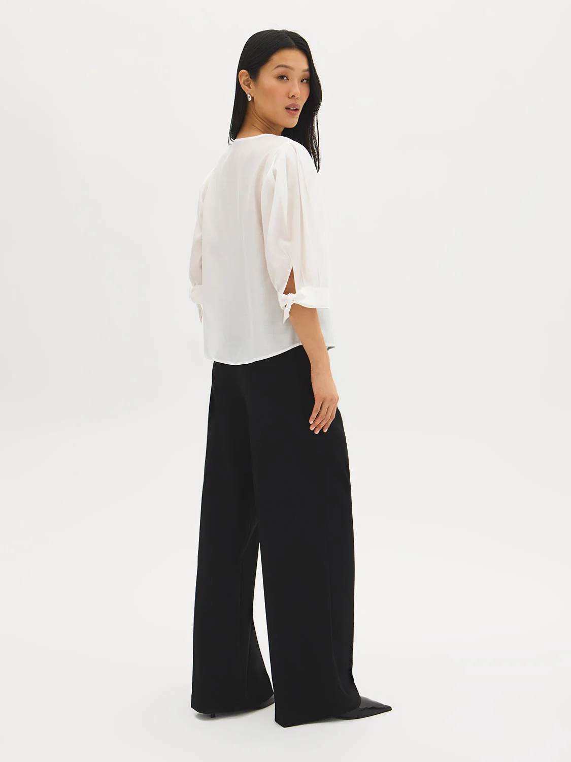 Silk-Like Tie-Cuff Blouse - Image 5