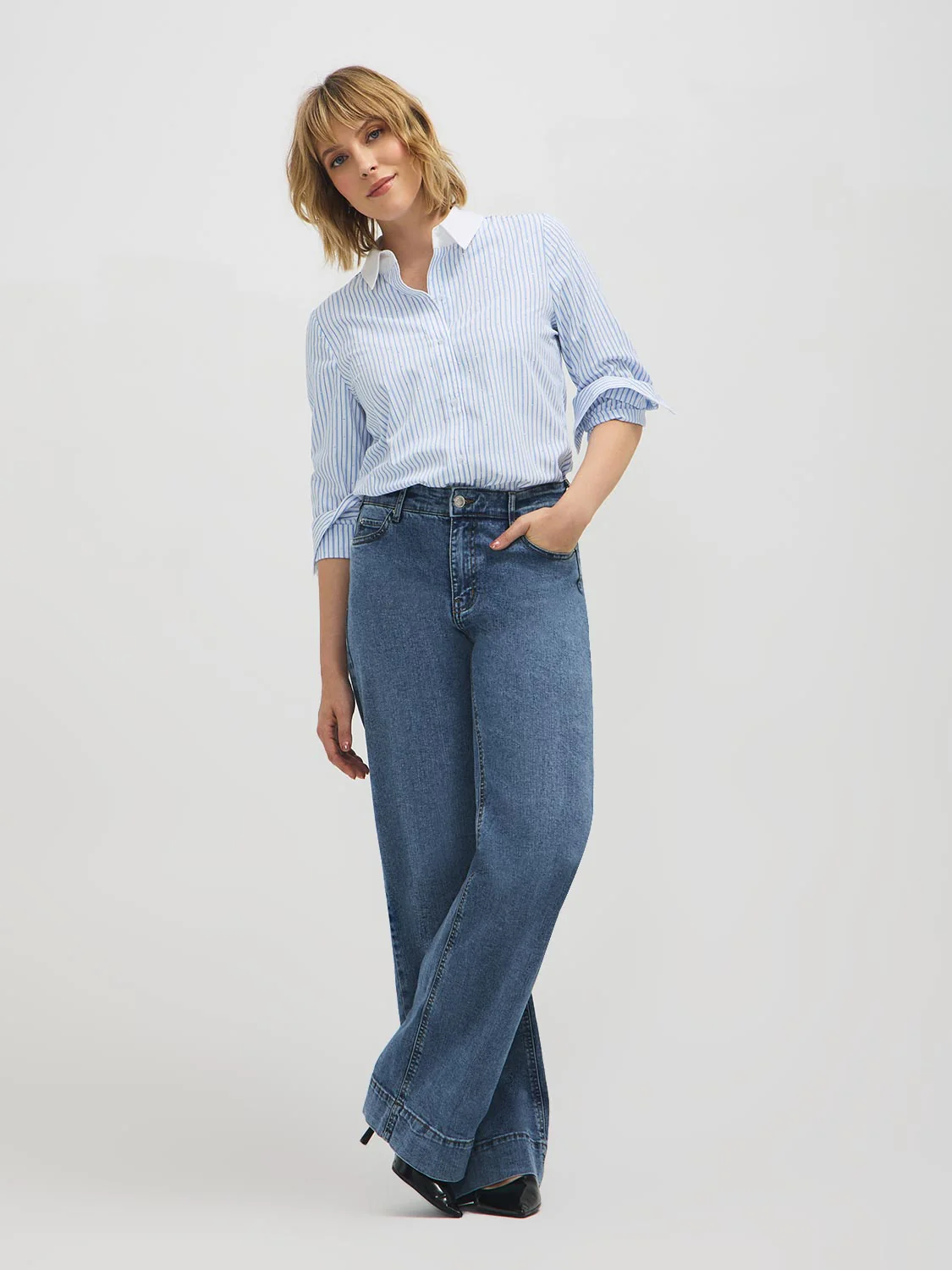 Studded Striped Cotton-Blend Blouse - Image 2