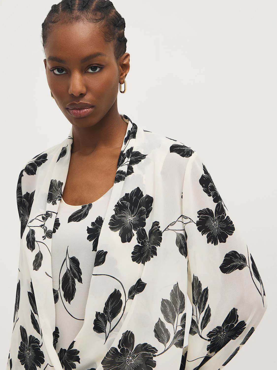Floral Chiffon Blouson Wrap Blouse - Image 2