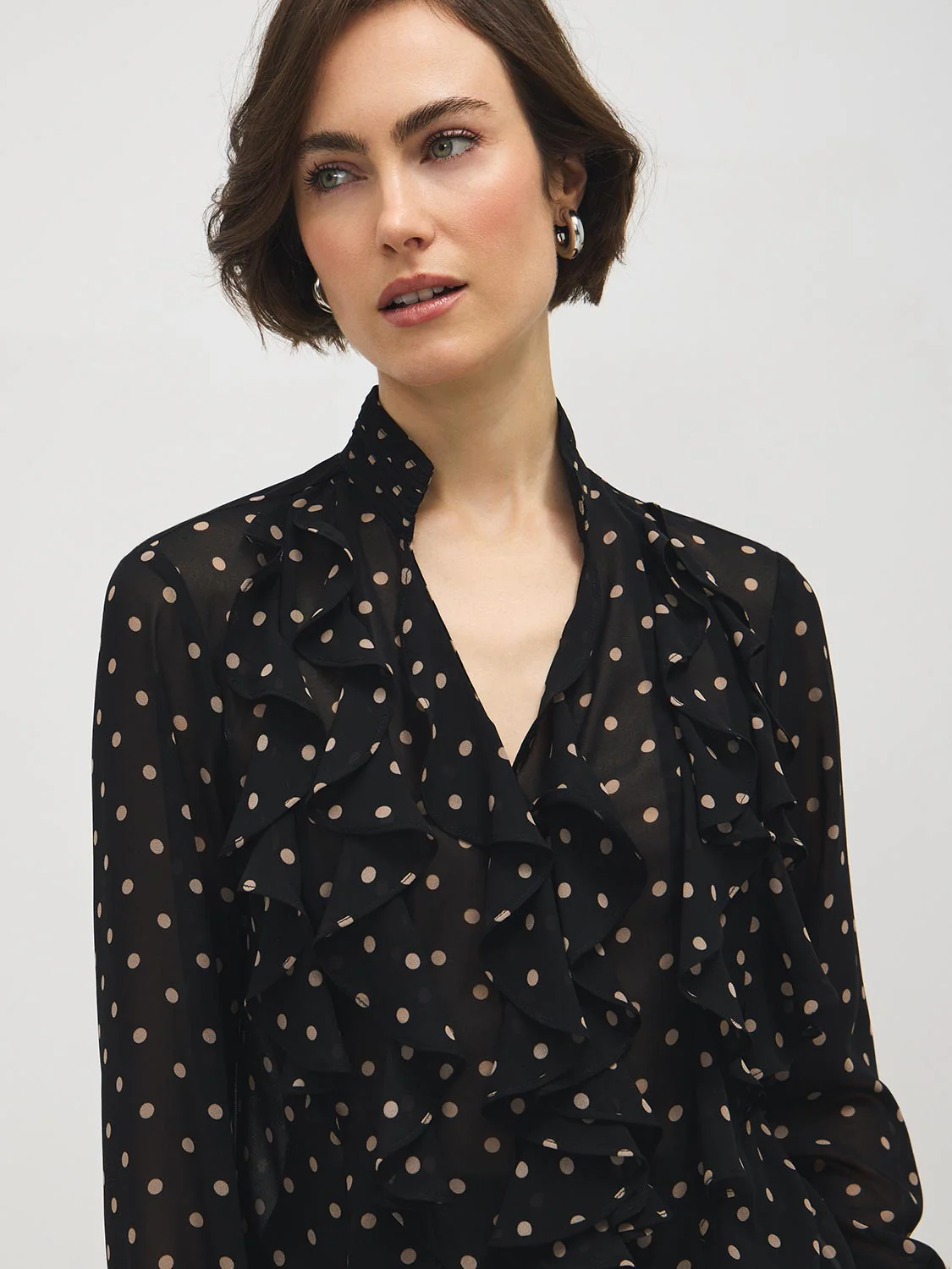 Polka Dot Smocked Chiffon Blouse - Image 2