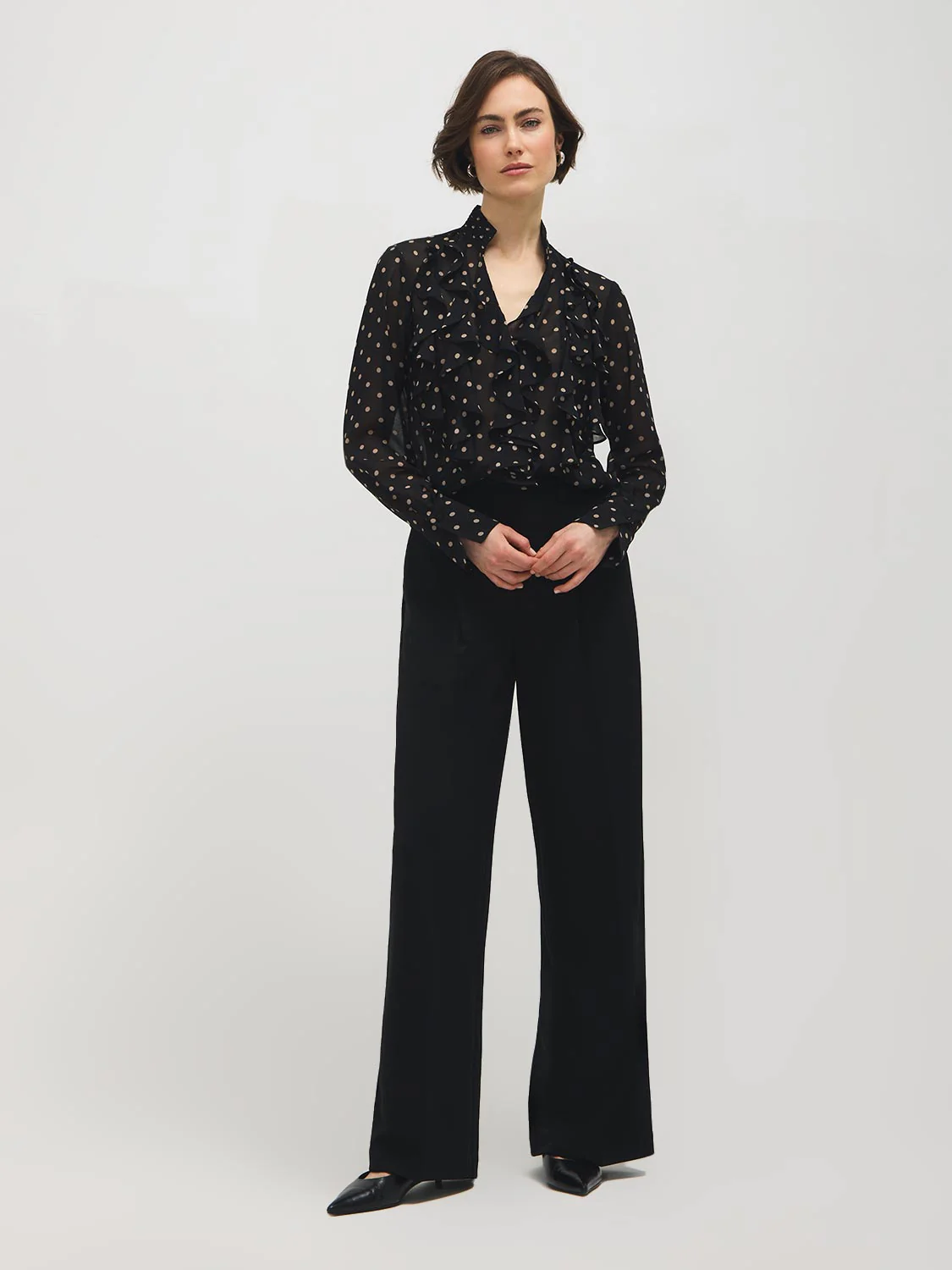 Polka Dot Smocked Chiffon Blouse - Image 4