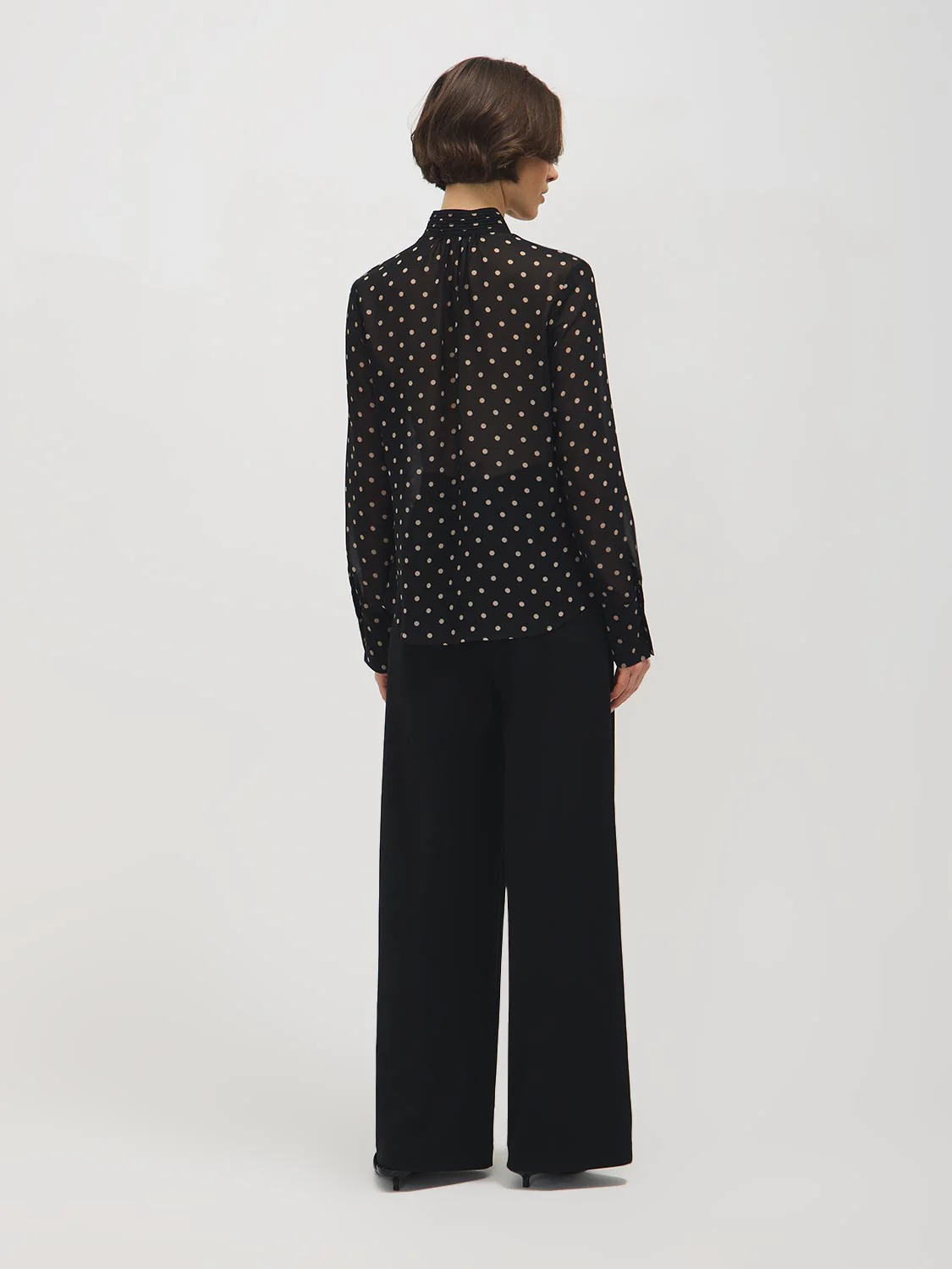 Polka Dot Smocked Chiffon Blouse - Image 5