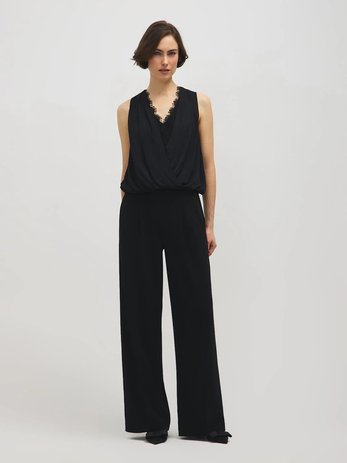 Lace Crossover Satin-Like Top - Image 13