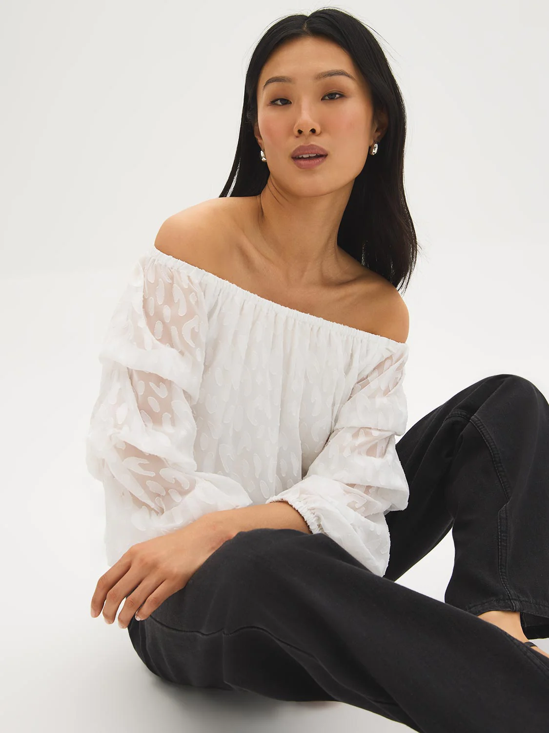 Printed Tiered Bubble Sleeve Top