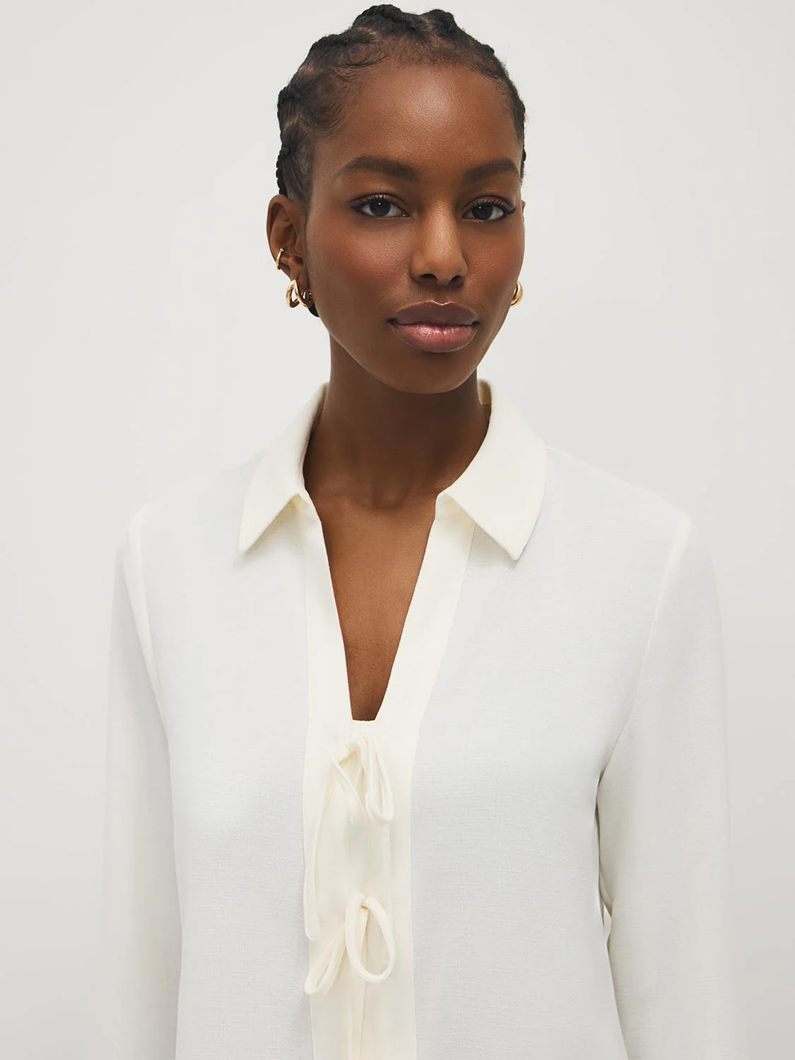 Bow Button-Front Blouse - Image 2