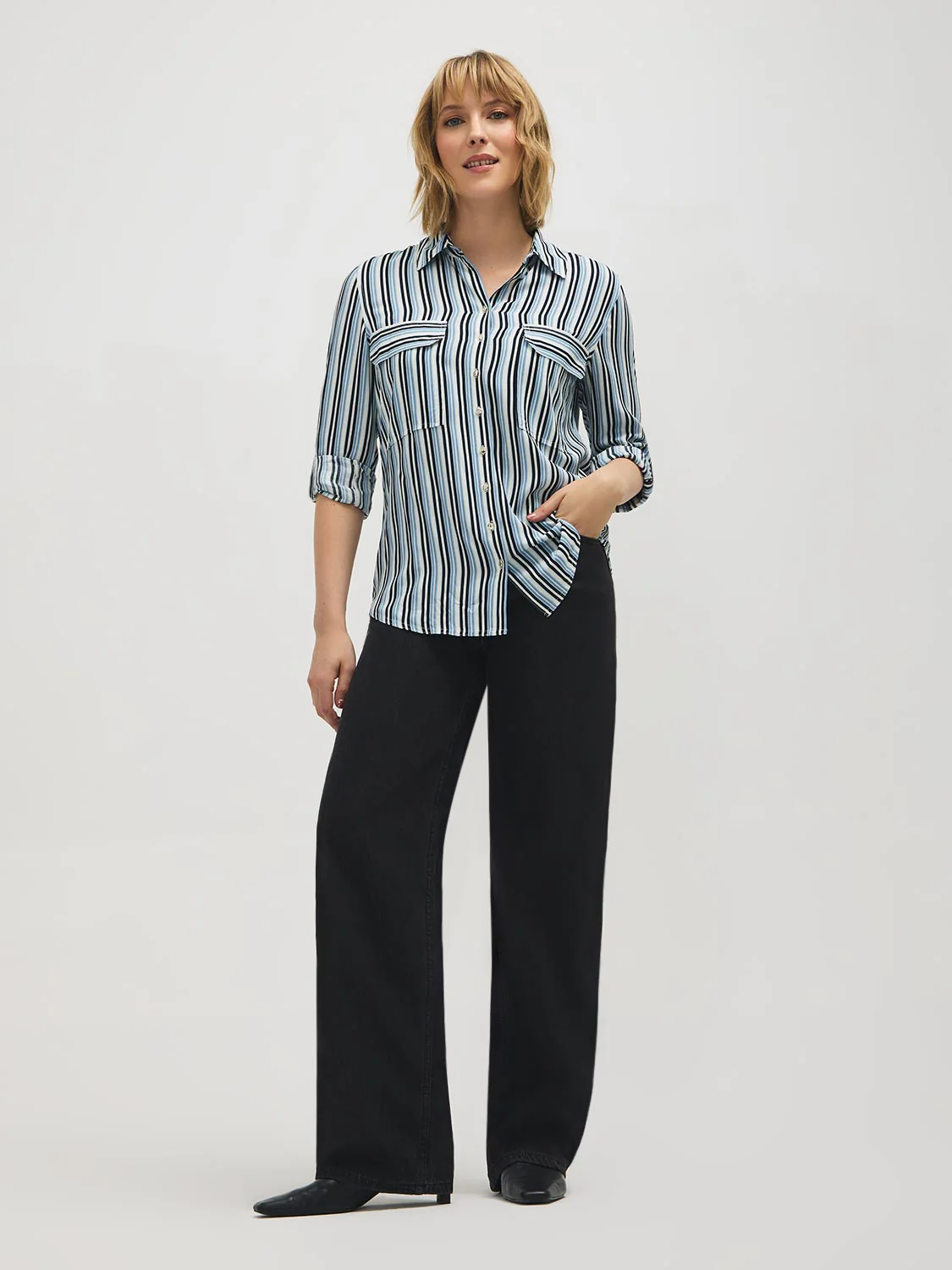 Striped Utility Blouse - Image 3