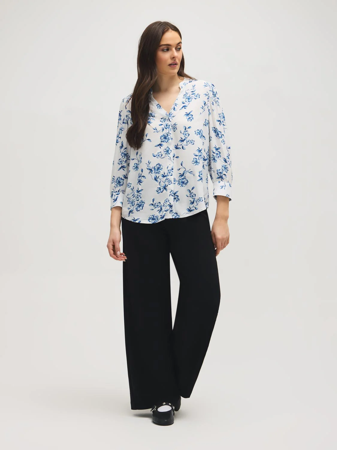 Floral Print Split Neck Blouse - Image 3
