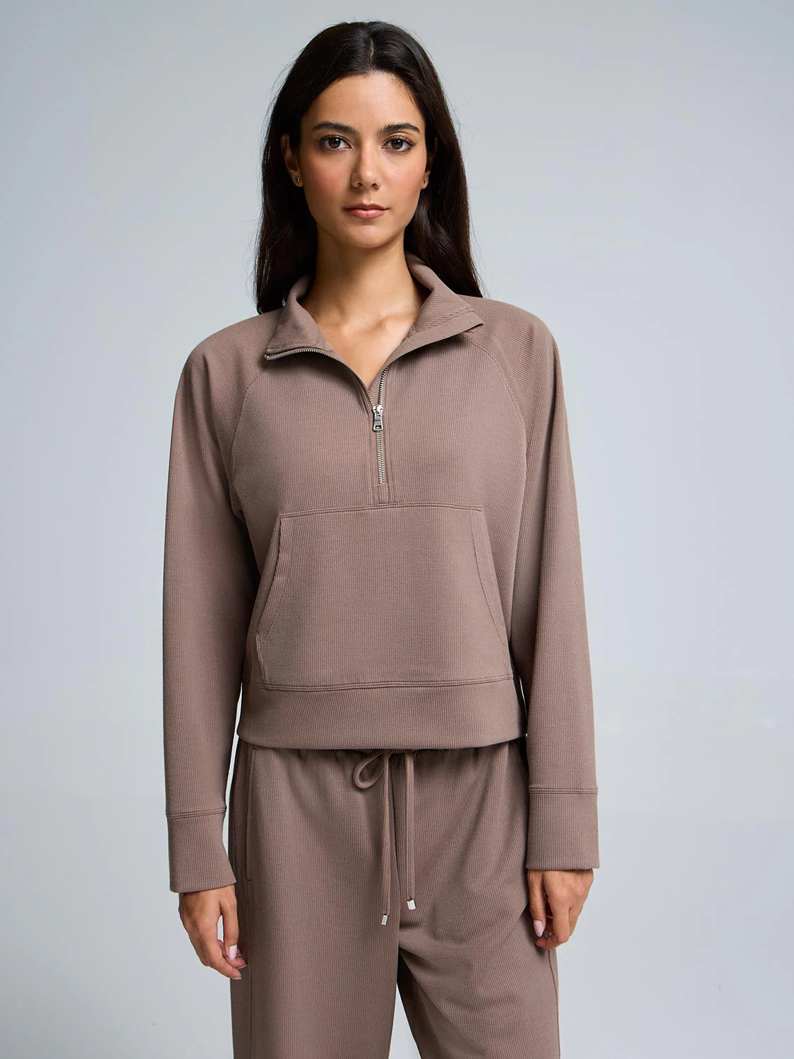 Half-Zip Ribbed Sweatshirt - Image 3