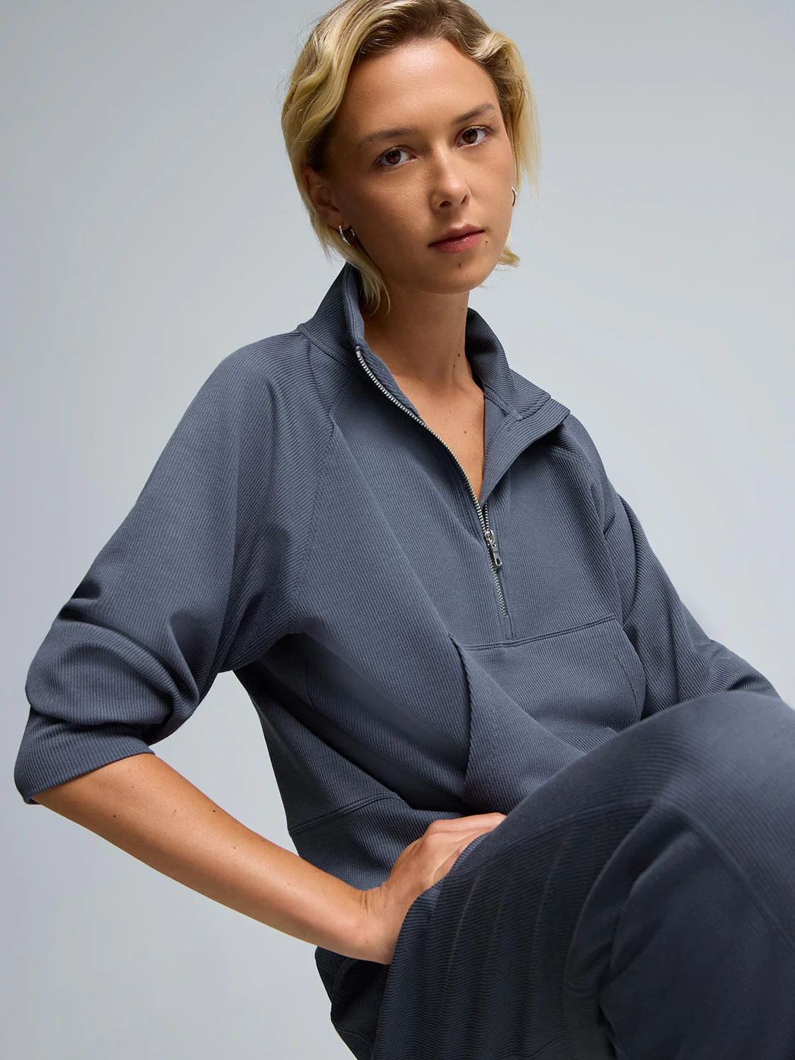 Half-Zip Ribbed Sweatshirt - Image 7