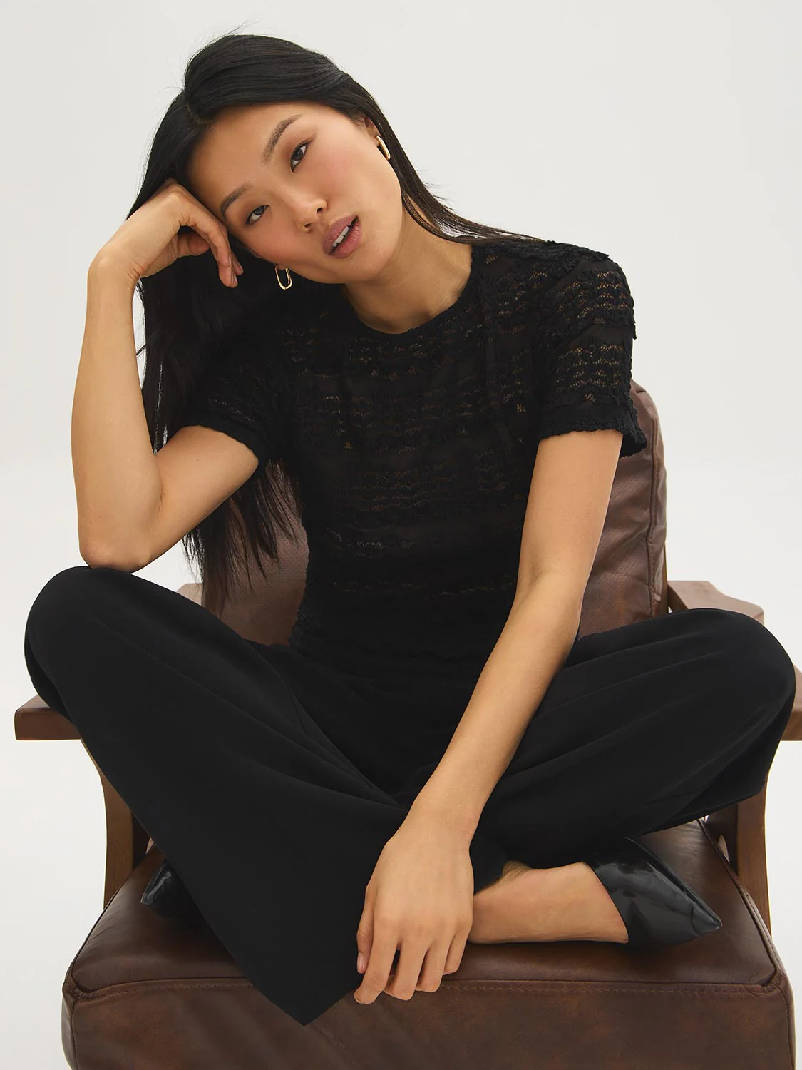 Textured Lace Short Sleeve Top