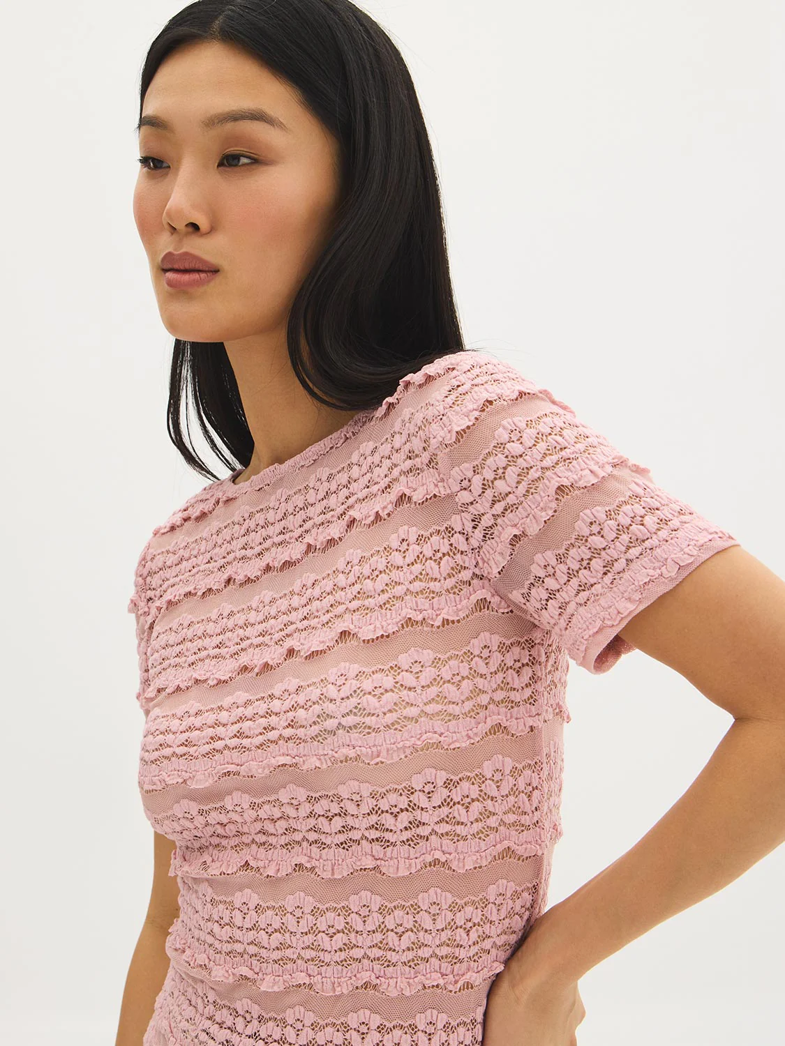 Textured Lace Short Sleeve Top - Image 10