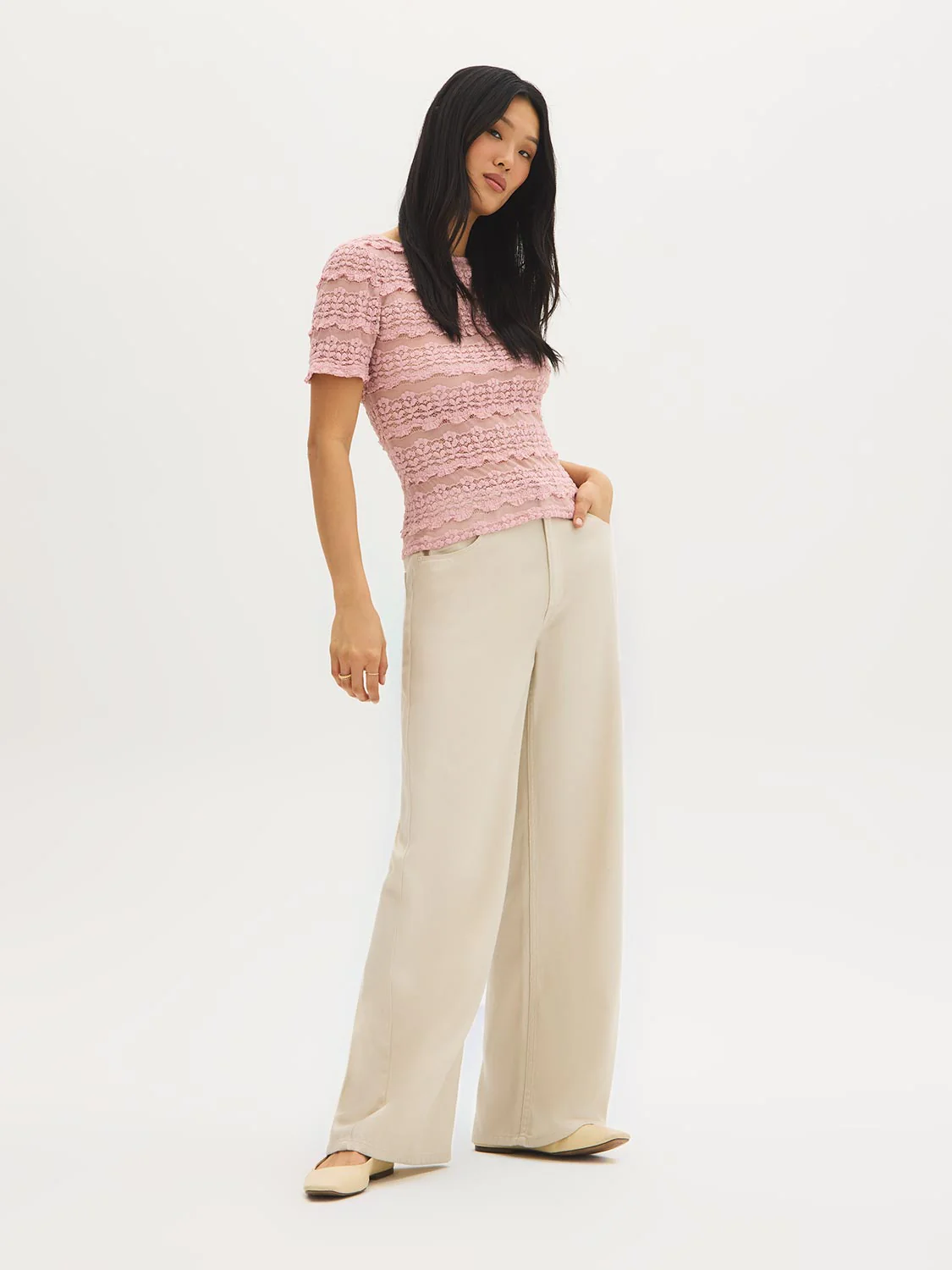 Textured Lace Short Sleeve Top - Image 11
