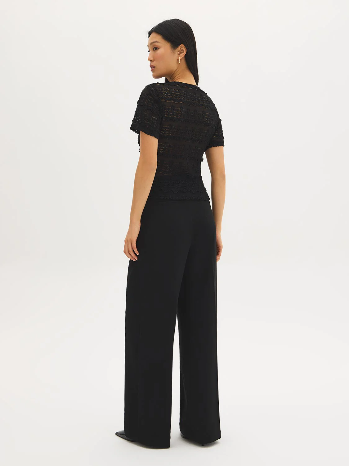 Textured Lace Short Sleeve Top - Image 3