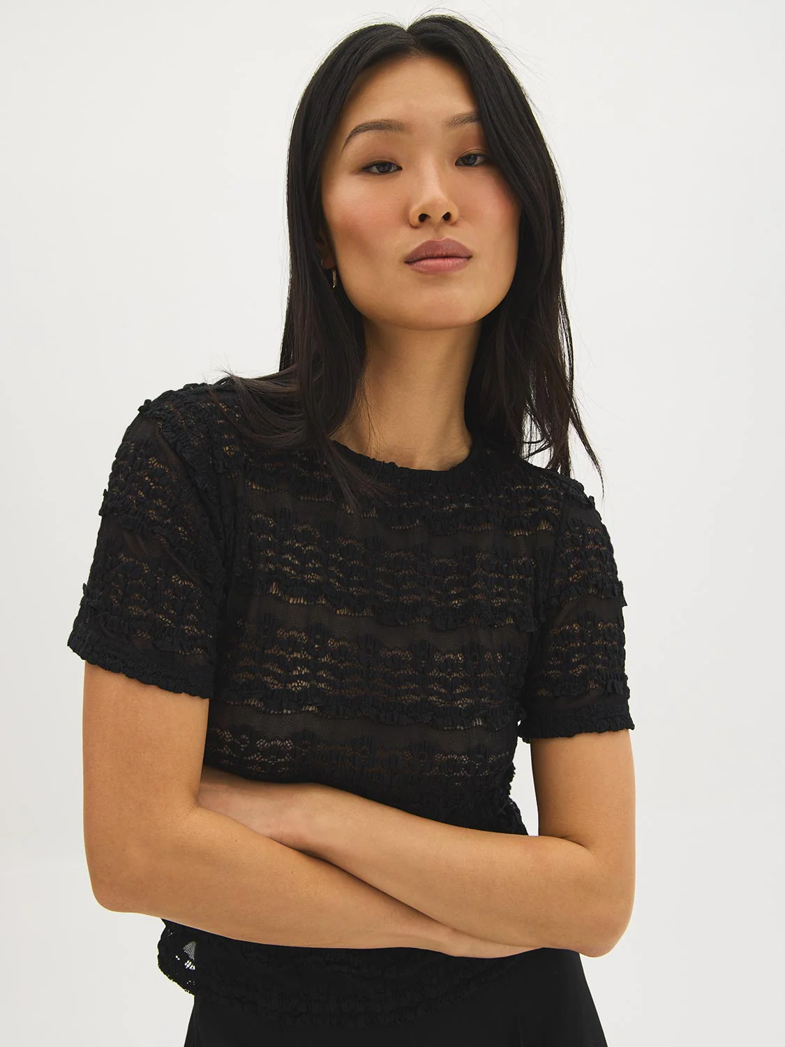 Textured Lace Short Sleeve Top - Image 4