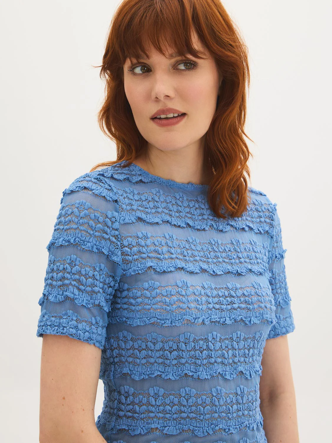 Textured Lace Short Sleeve Top - Image 7