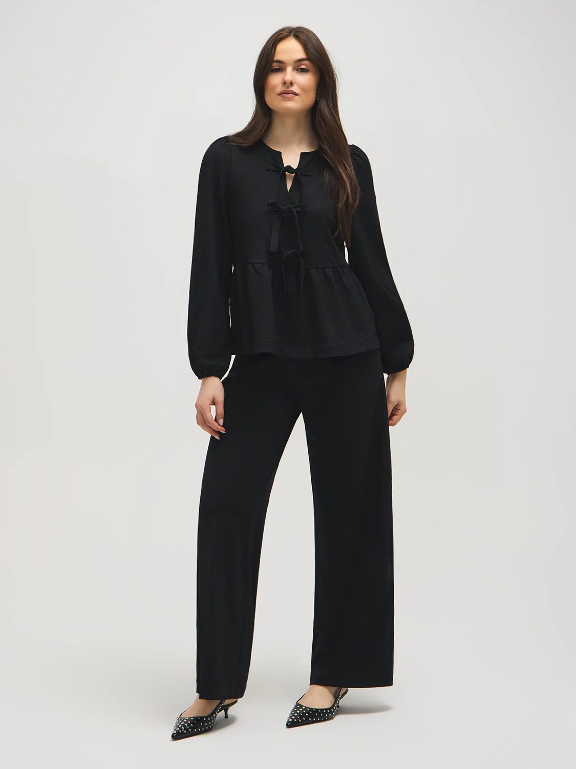 Bow Detail Peplum Top - Image 2