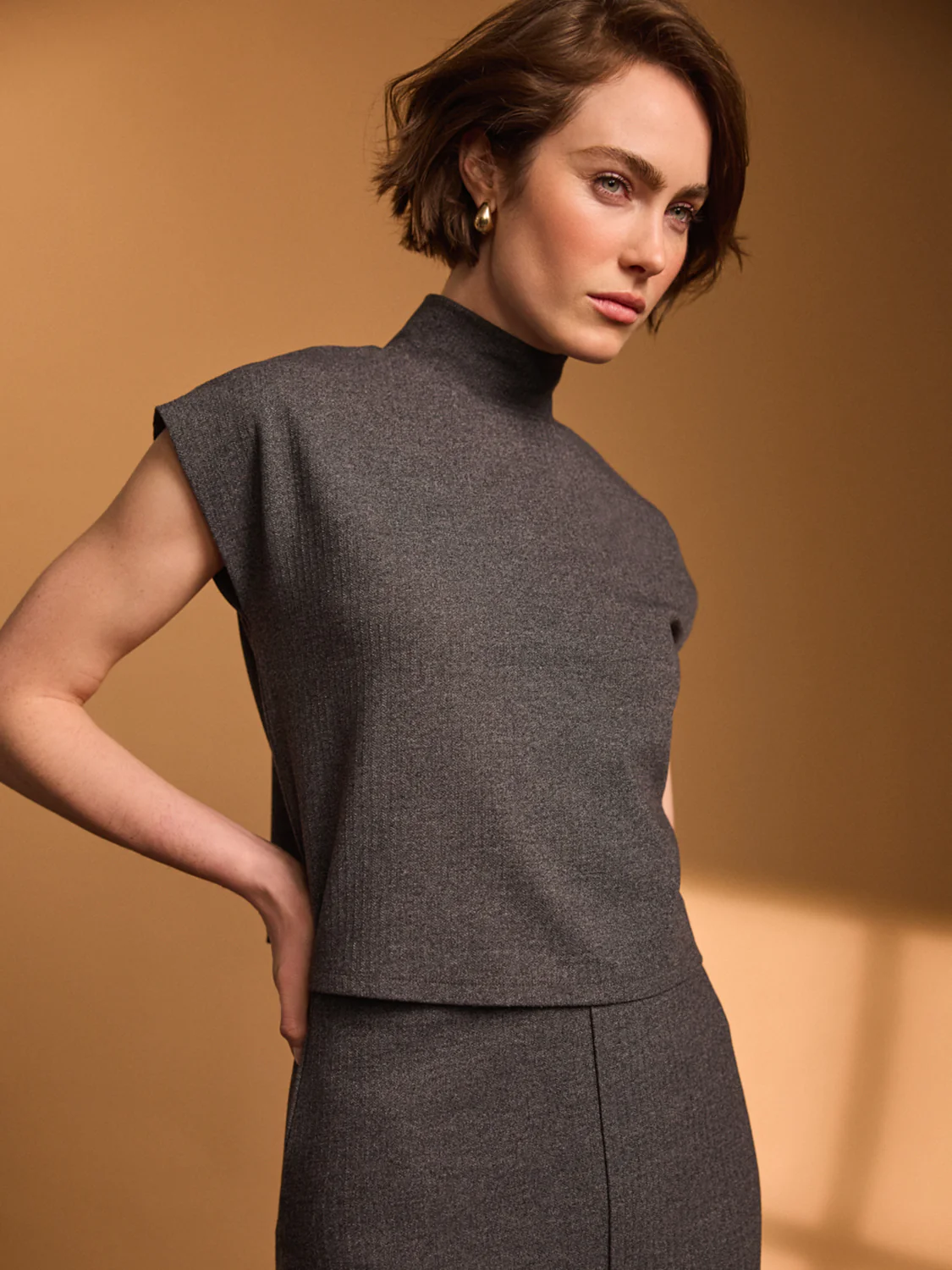 Mock Neck Cropped Top