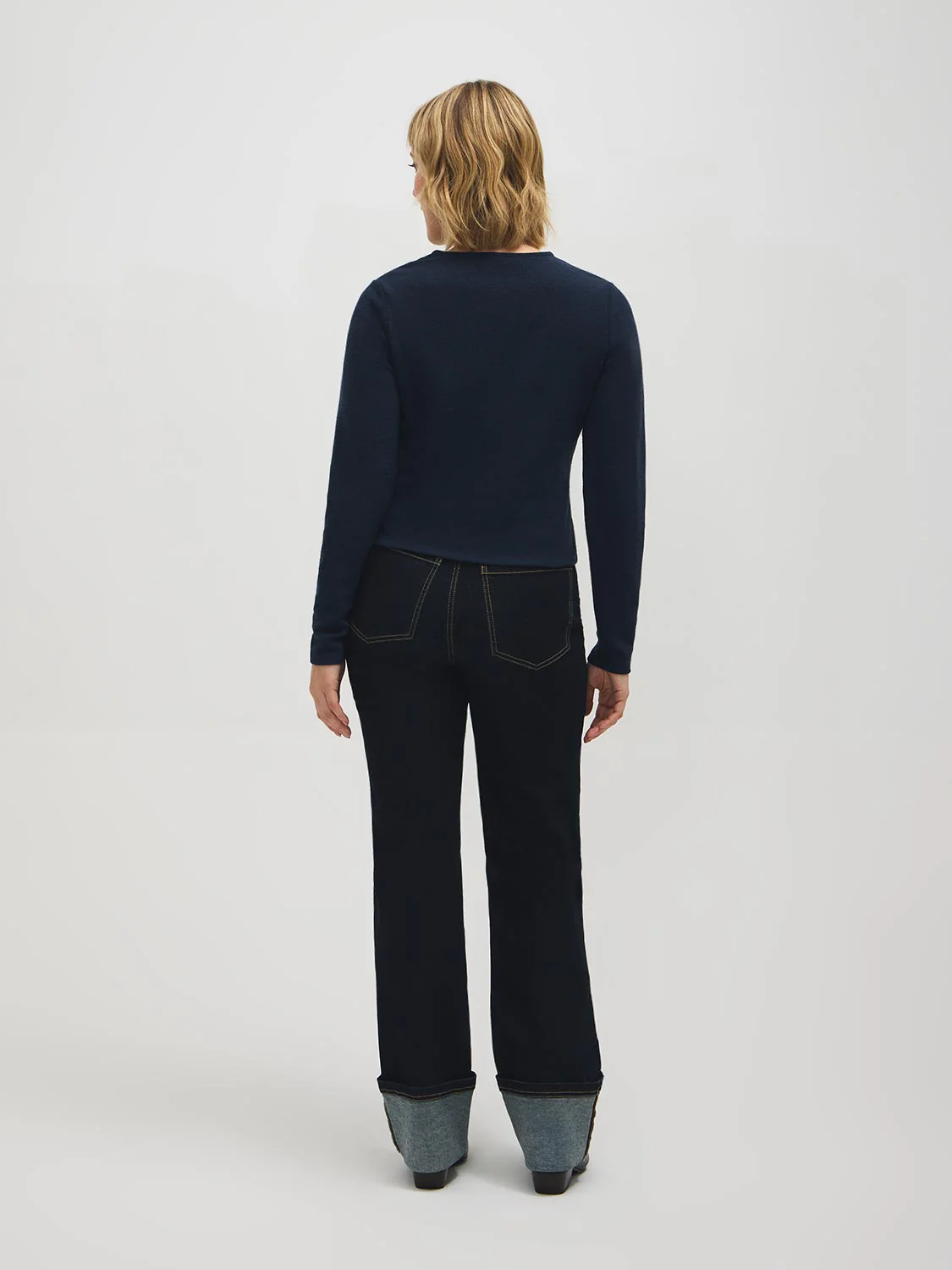 V-Neck Pique Knit Sweater - Image 5