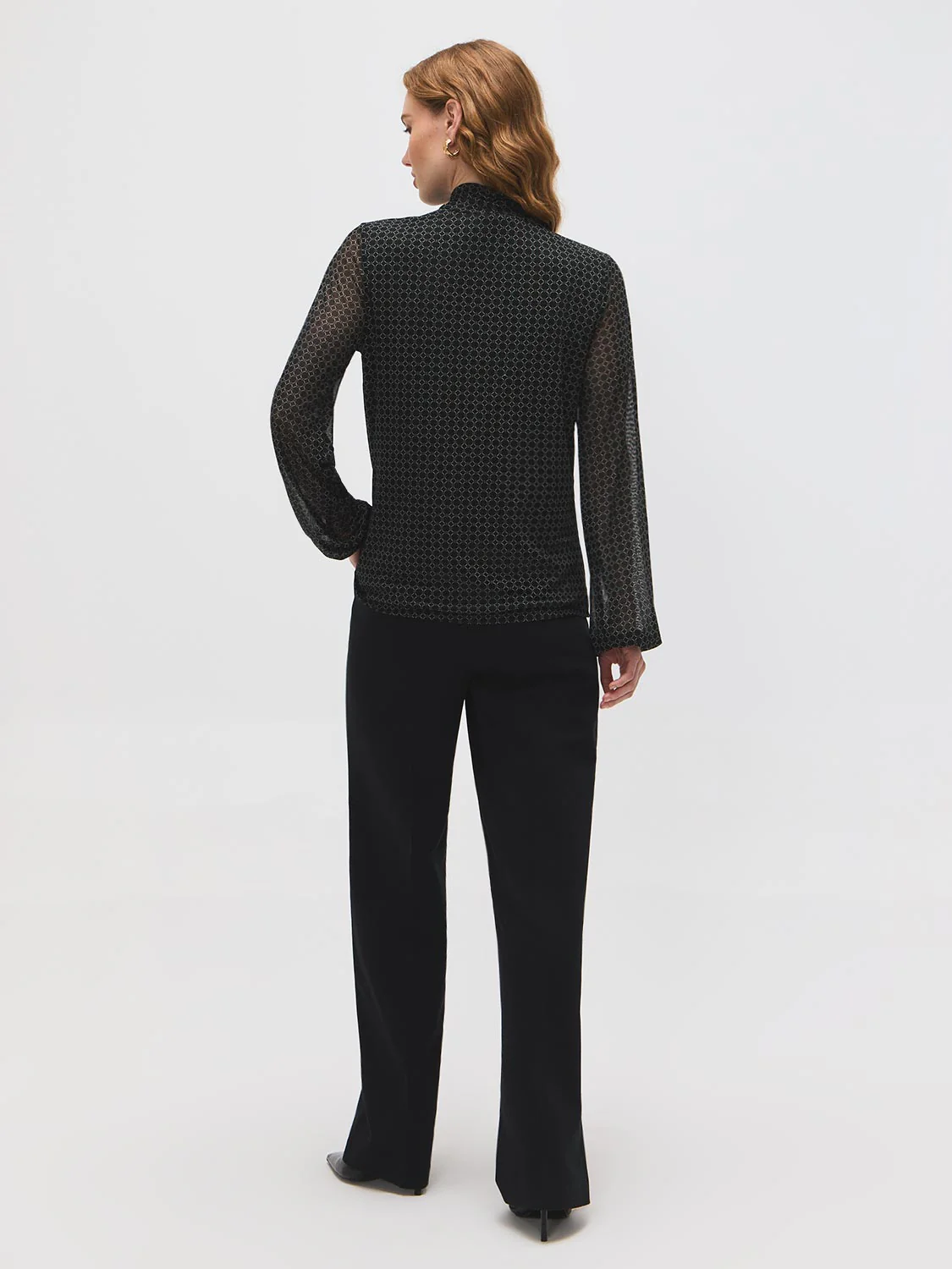 Geo Print Mesh Mock Neck Top - Image 4