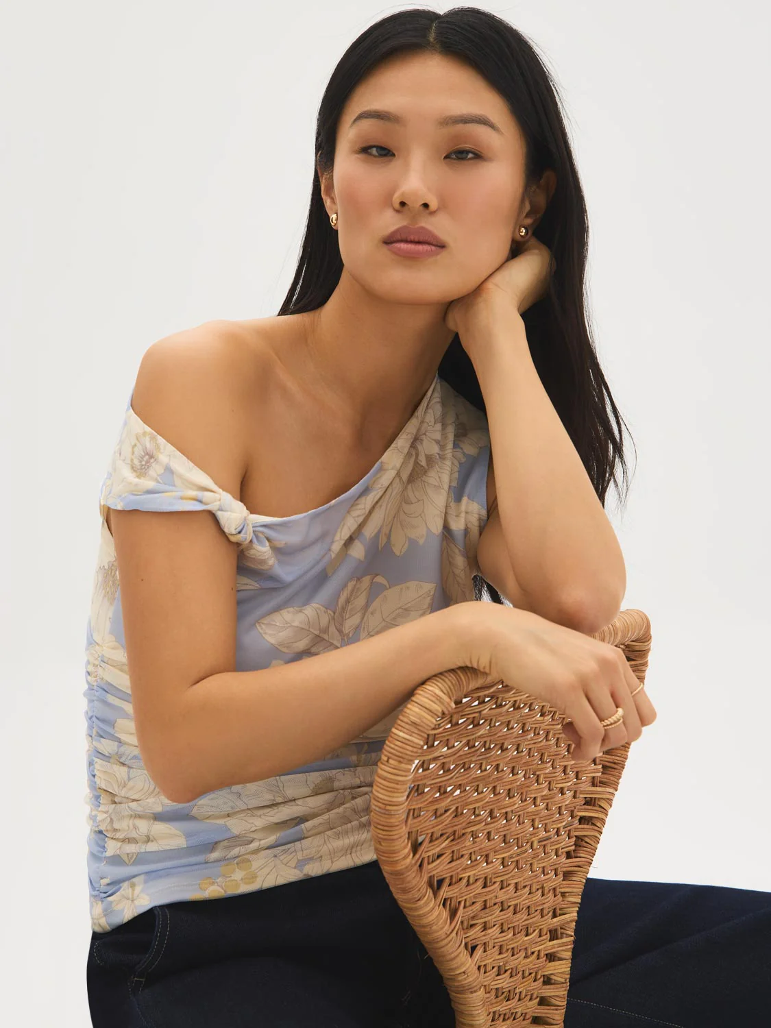Asymmetrical Floral Mesh Top - Image 3