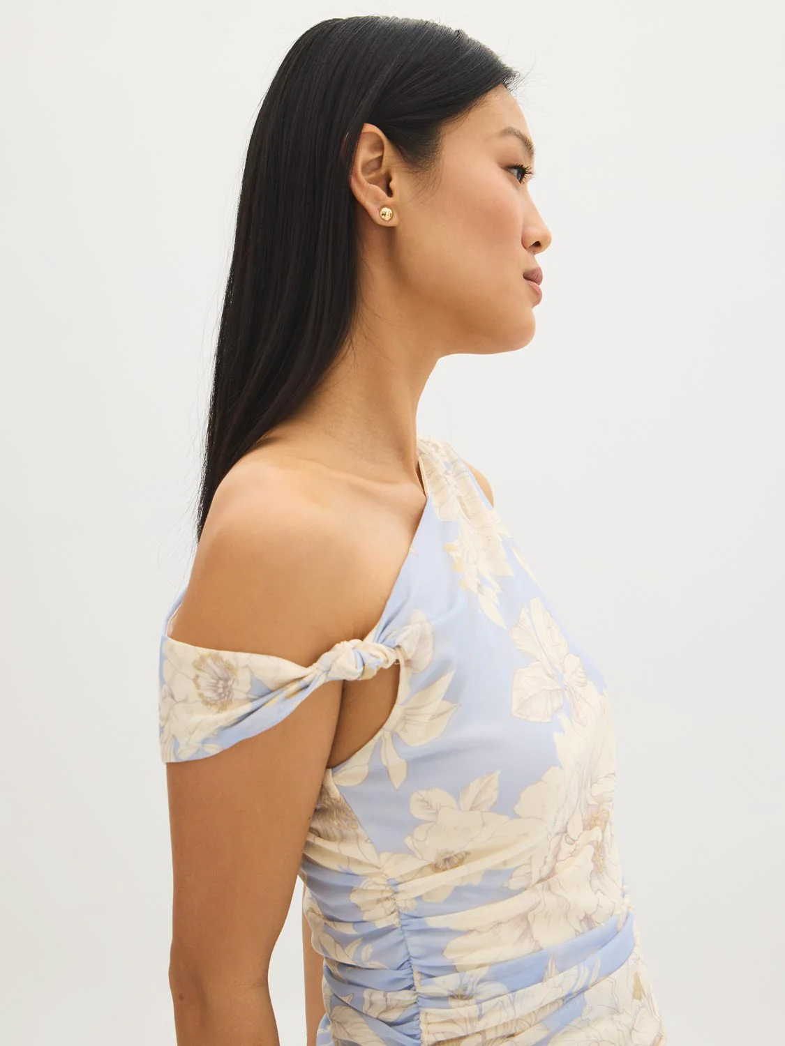Asymmetrical Floral Mesh Top - Image 4