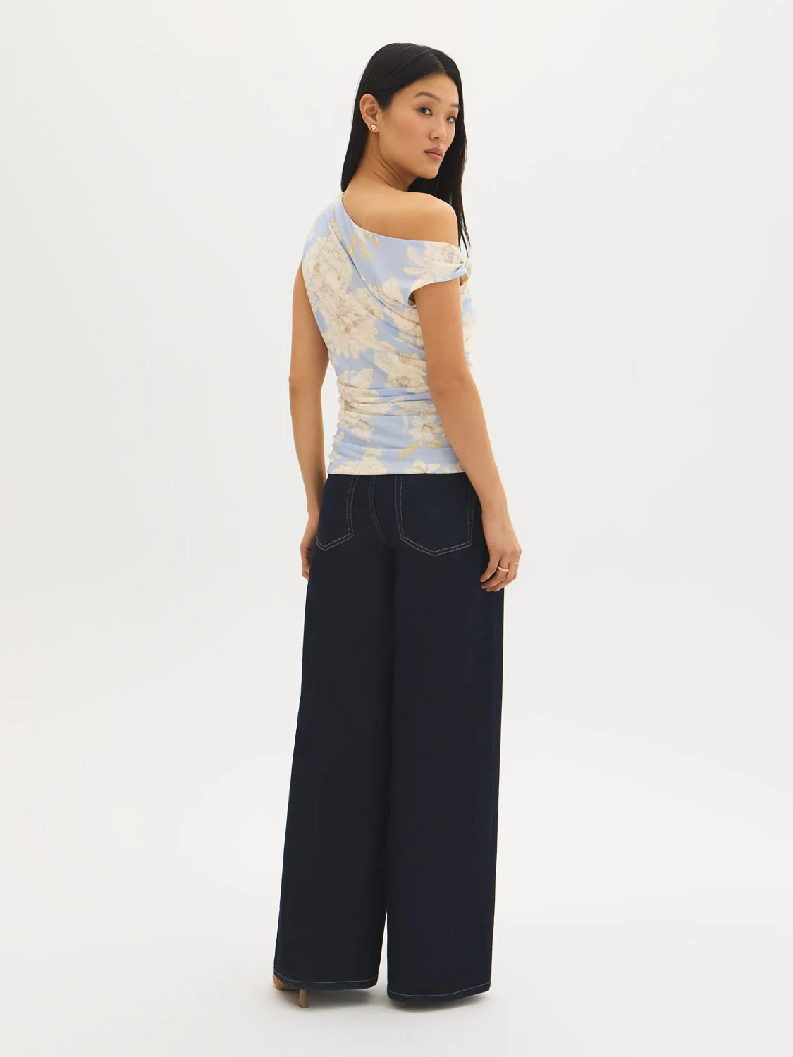 Asymmetrical Floral Mesh Top - Image 5
