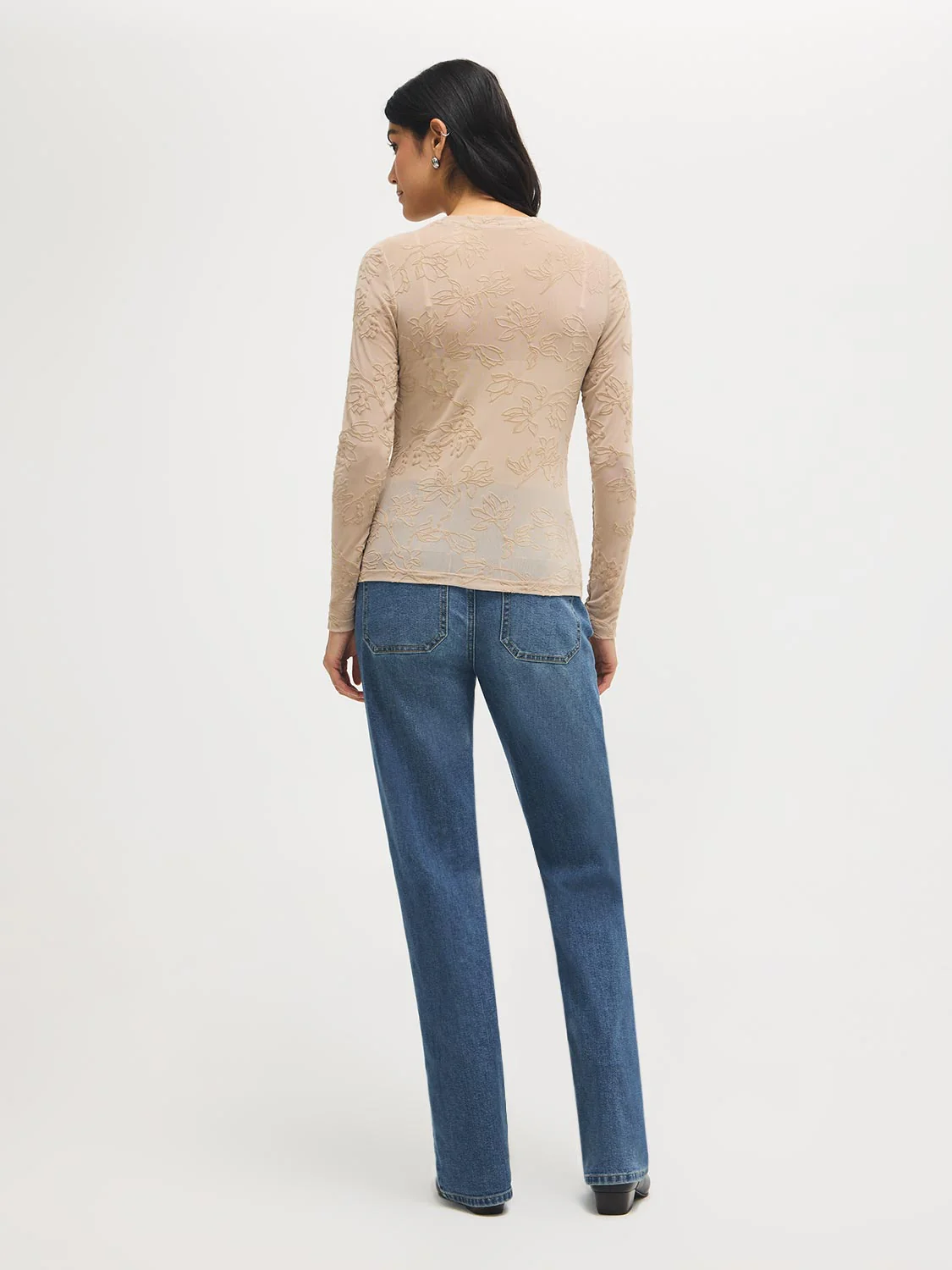 Floral Tonal Mesh Top - Image 5