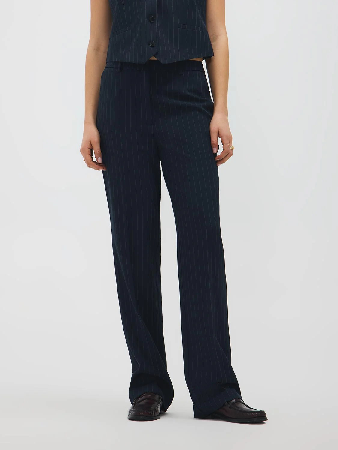 Pinstripe Straight Leg Pants - Image 3