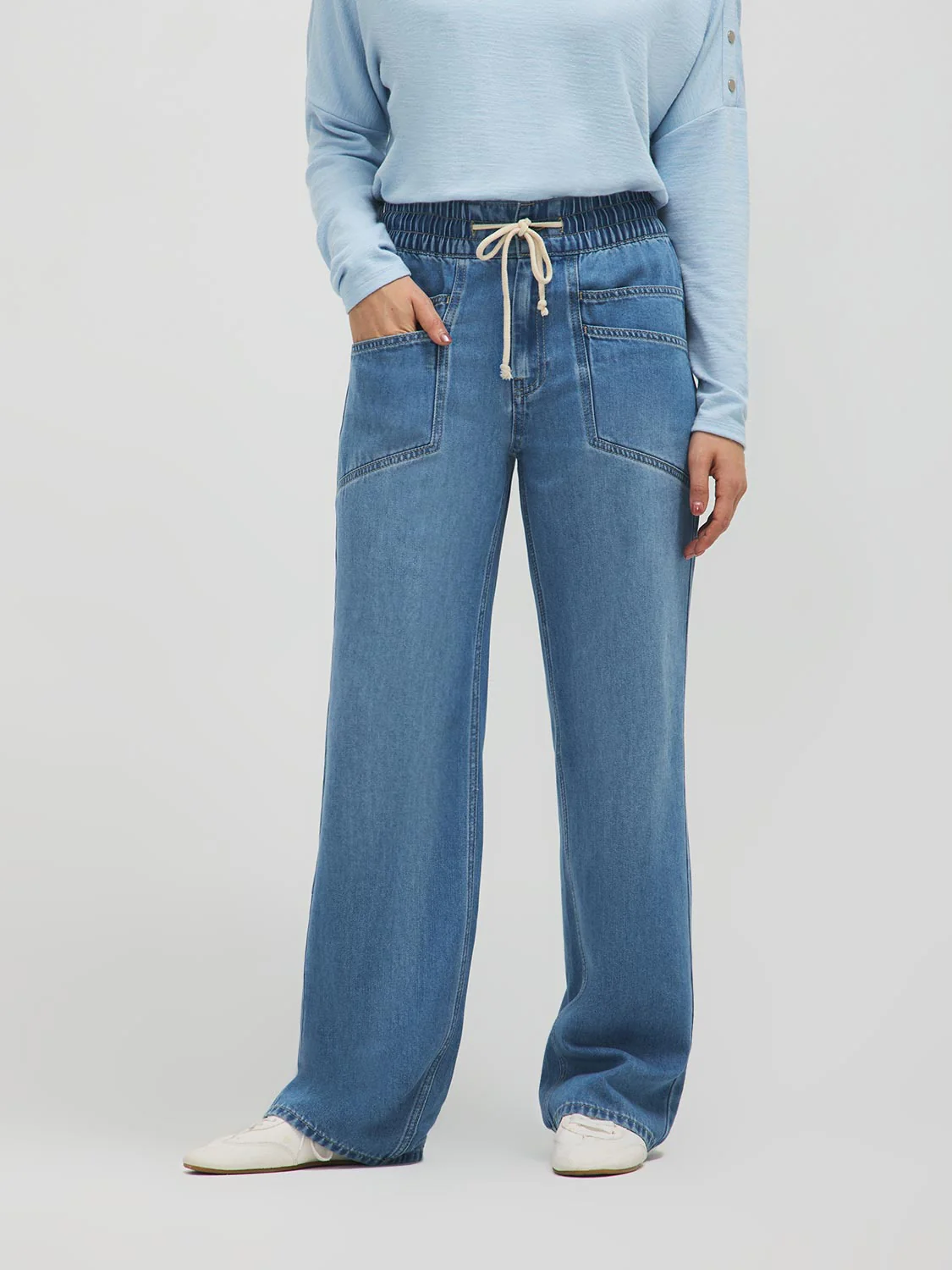 Elastic Waist Wide-Leg Jeans - Image 2