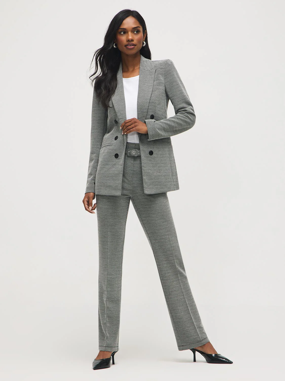 Jacquard Double-Breasted Blazer - Image 3
