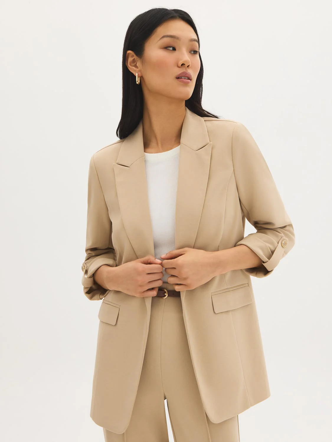 Open-Front Crepe Blazer - Image 4