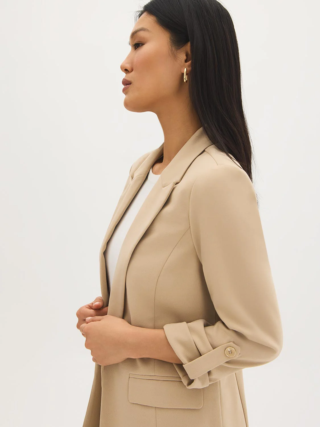 Open-Front Crepe Blazer - Image 5