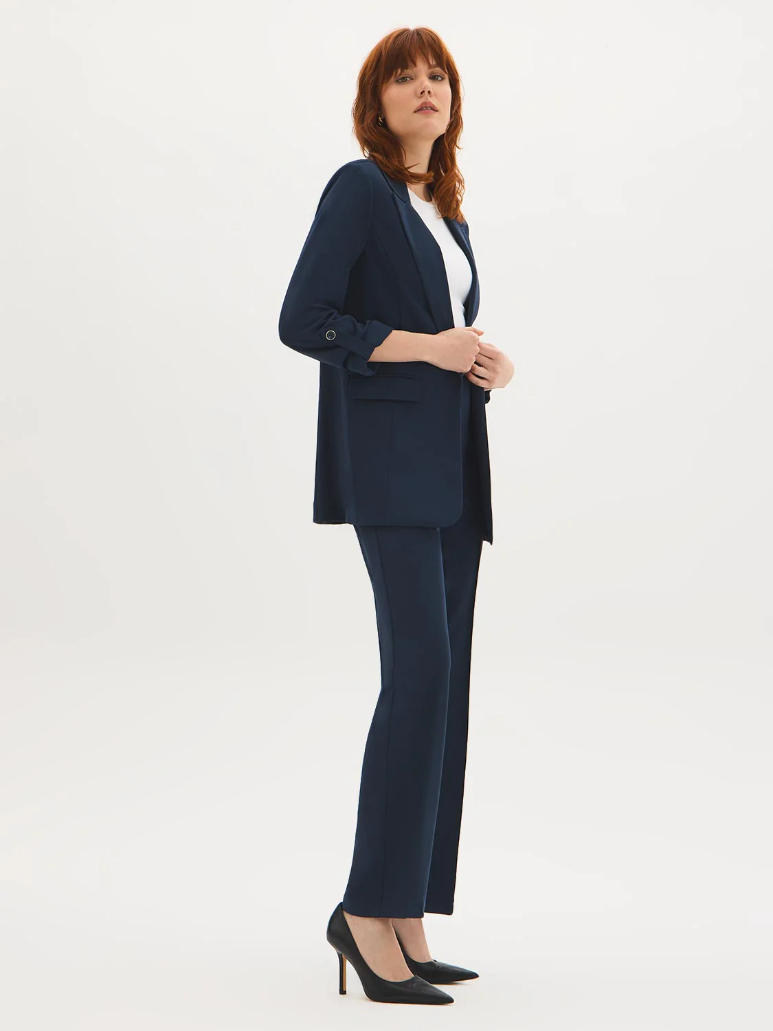 Open-Front Crepe Blazer - Image 7