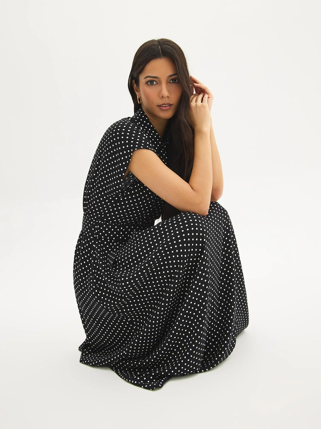 Polka Dot Midi Shirt Dress - Image 2