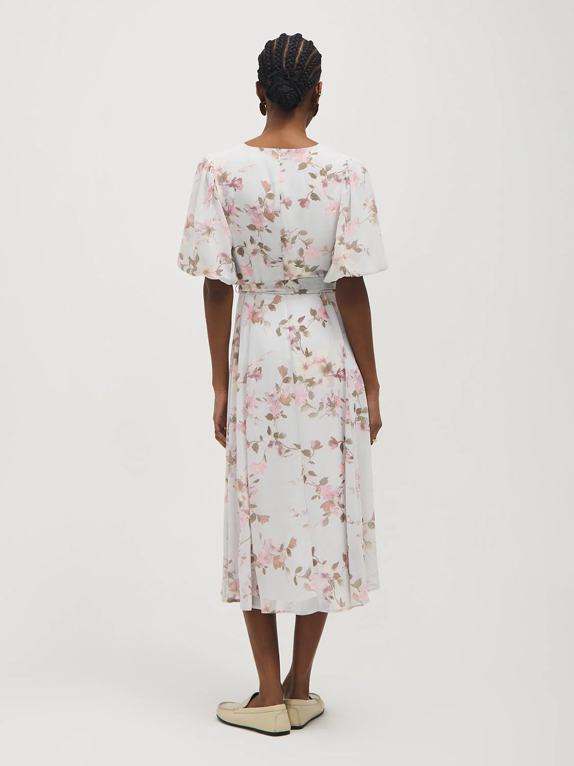 Floral Print Chiffon Midi Dress - Image 5