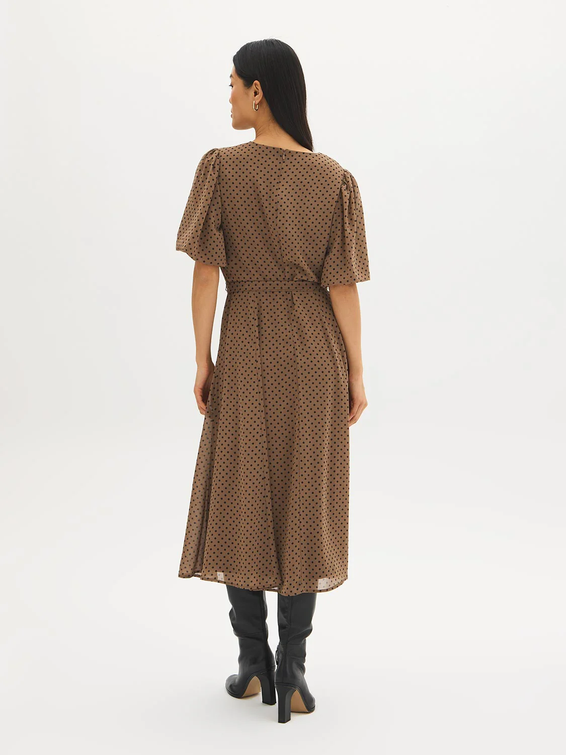 Polka Dot Chiffon Midi Dress - Image 5