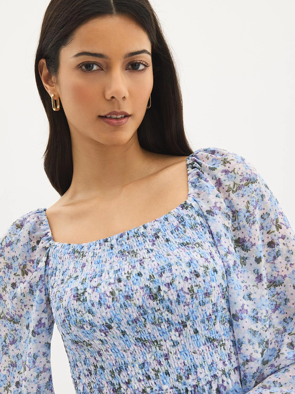Floral Smocked Mini Dress - Image 3