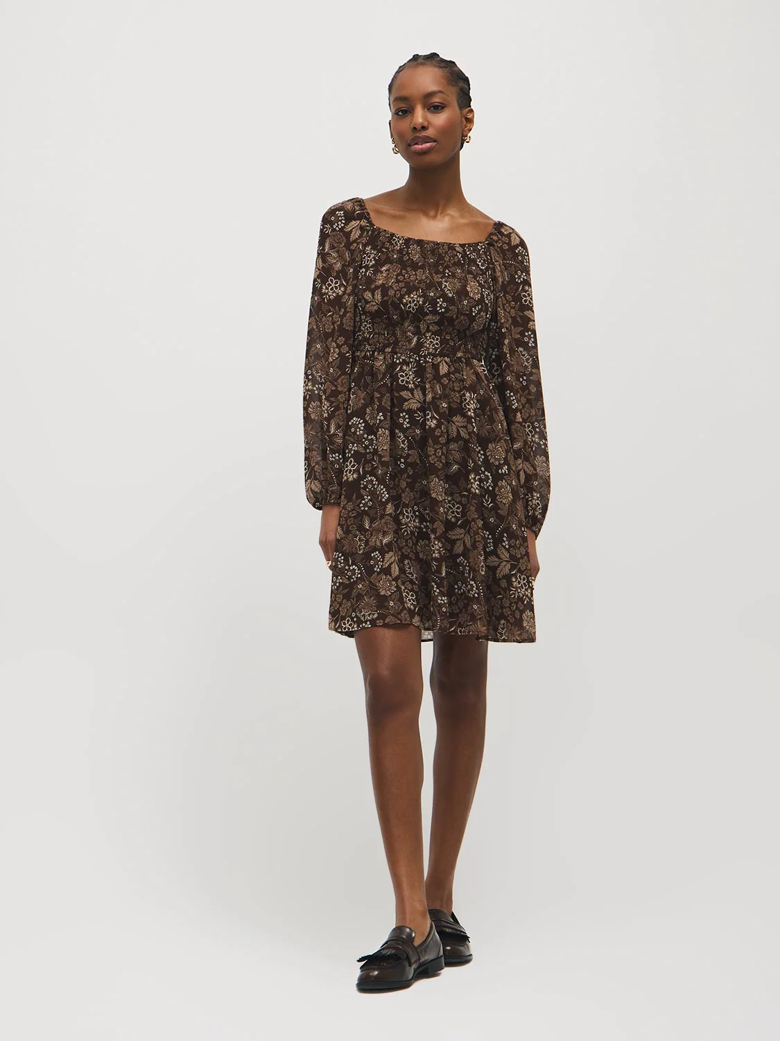 Printed Smocked Mini Dress - Image 3