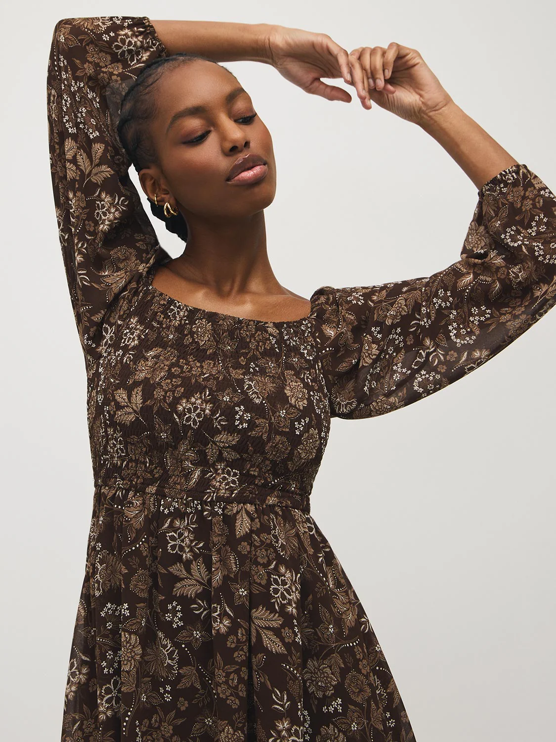 Printed Smocked Mini Dress - Image 4
