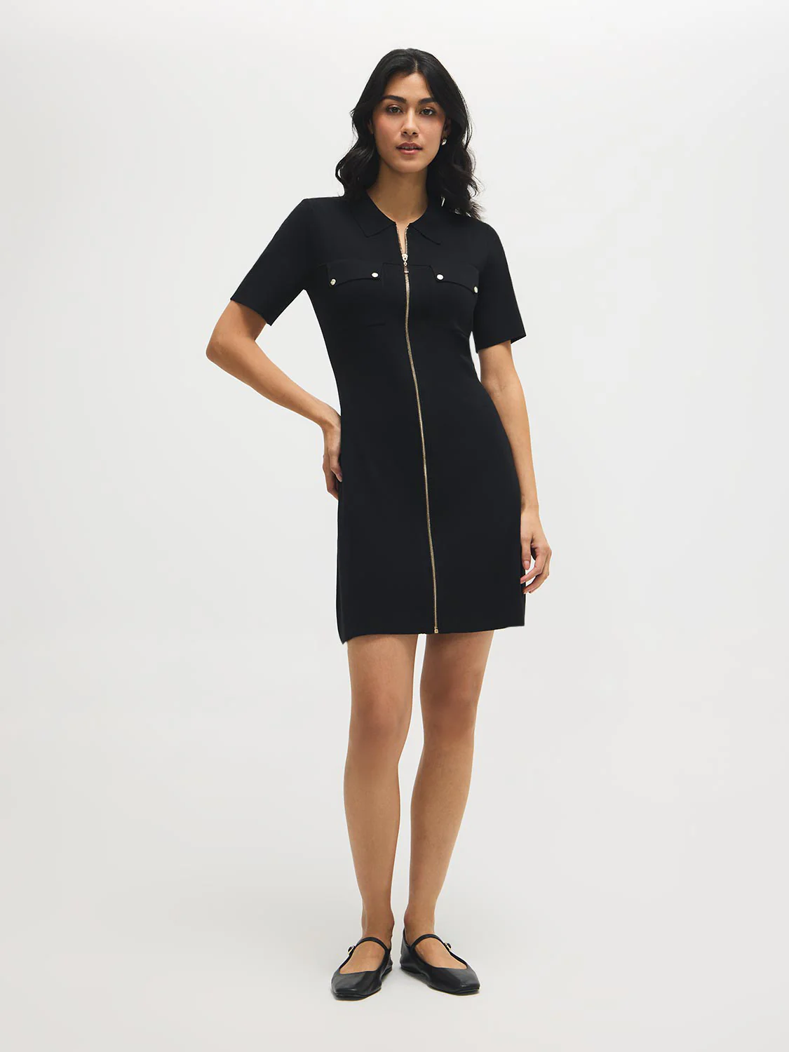 Zip-Front Mini Sweater Dress - Image 5
