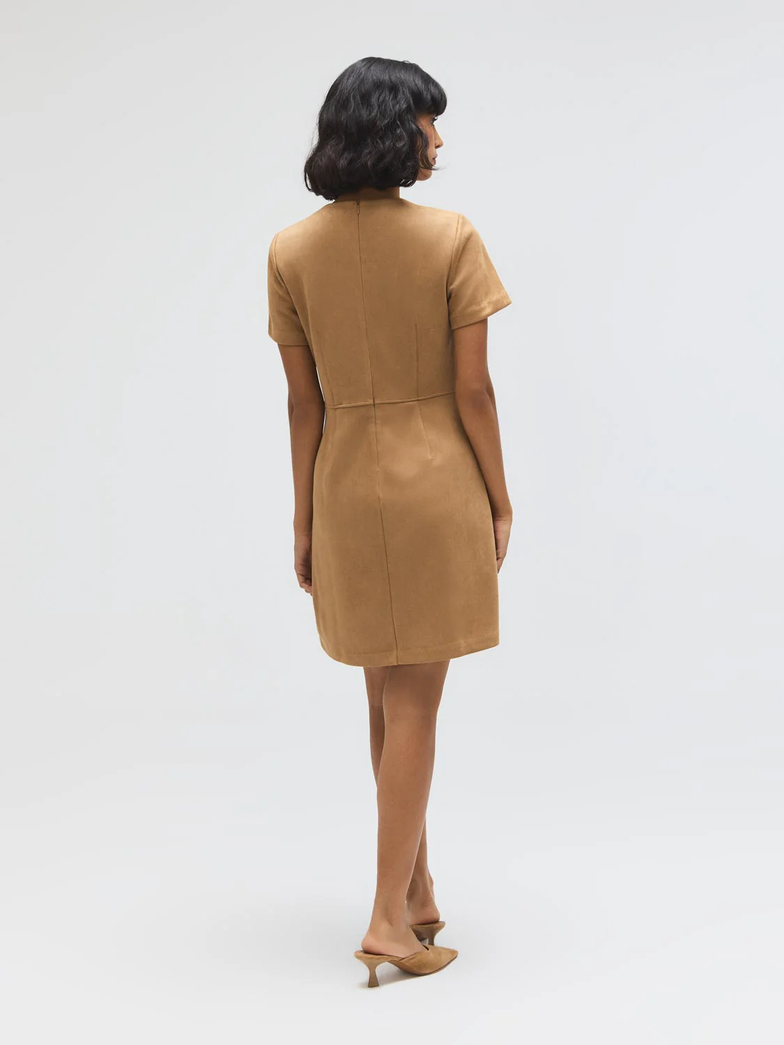 Short Sleeve Faux Suede Mini Dress - Image 4