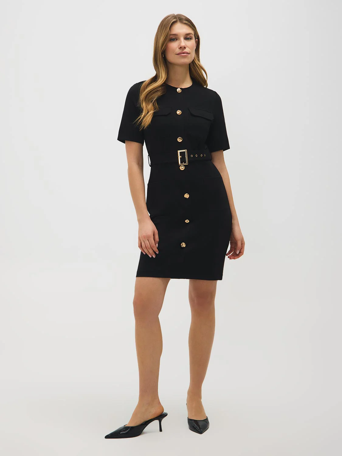 Button-Front Belted Dress - Image 3