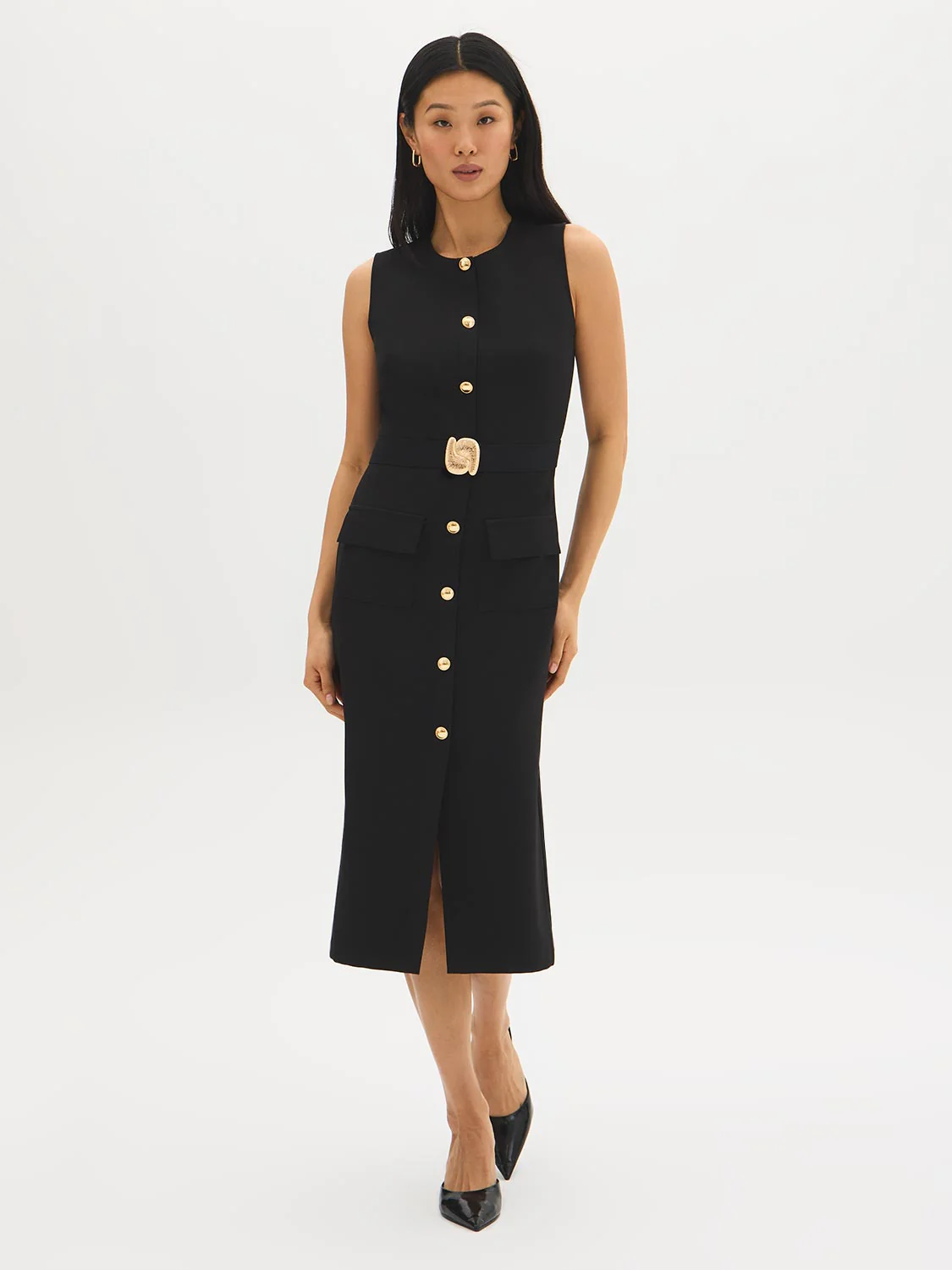Column Dress With Belt - Image 2
