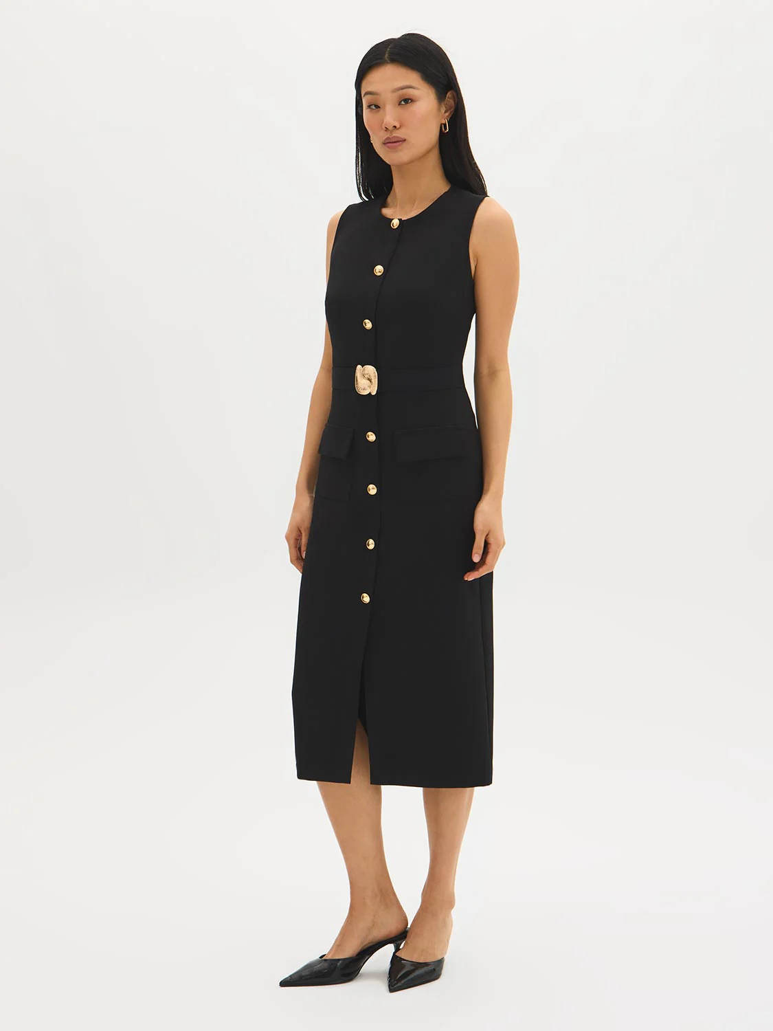Column Dress With Belt - Image 4