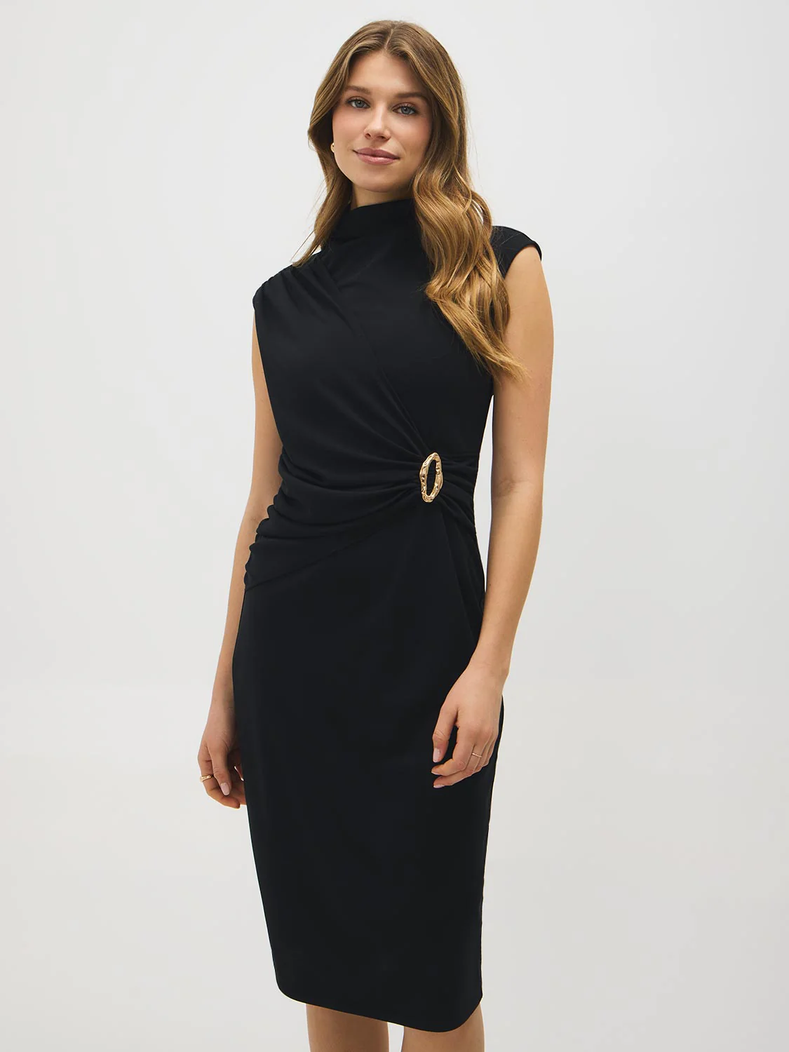 Sleeveless Draped Column Dress - Image 5