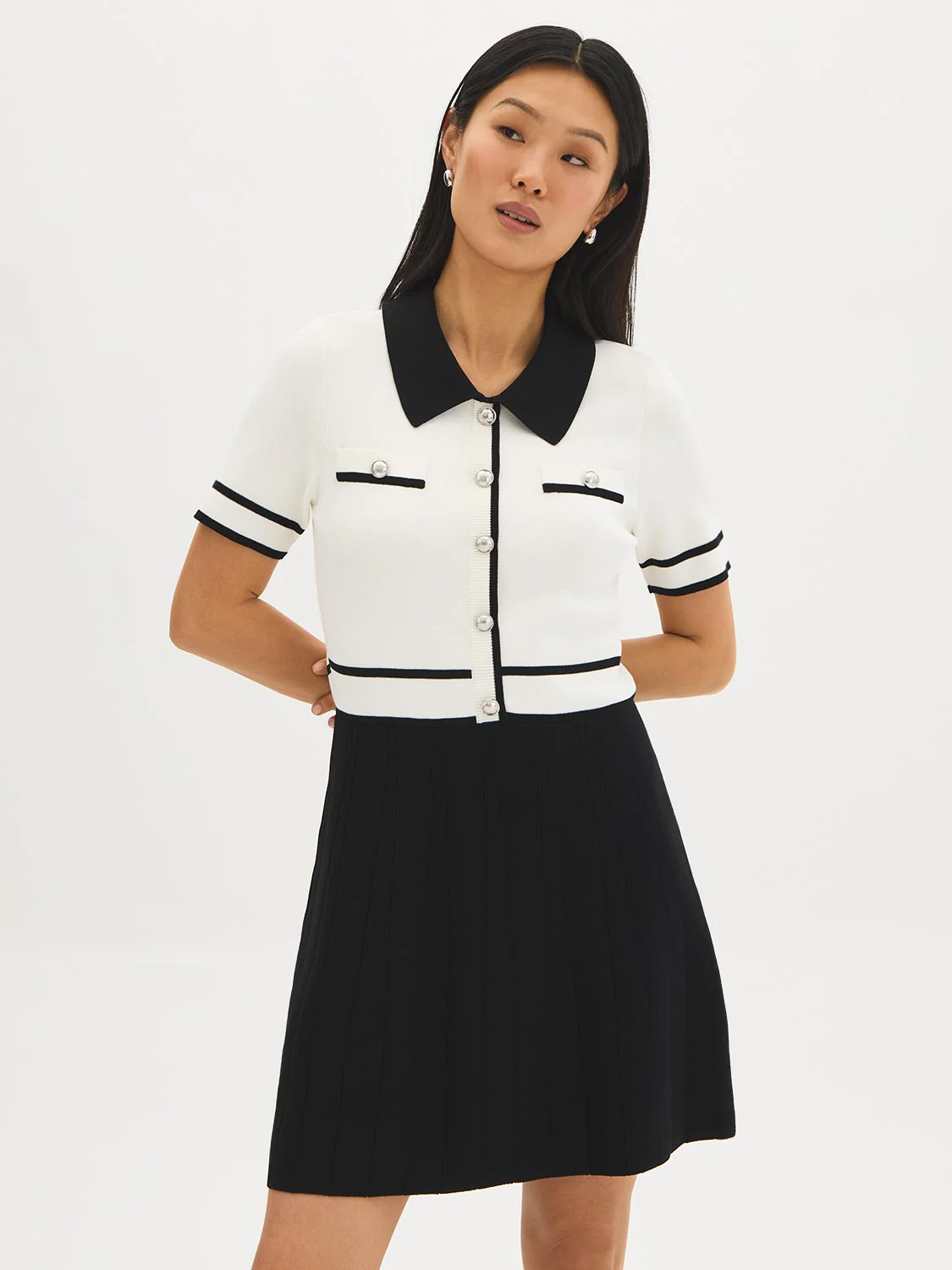 Colour Block Mini Sweater Dress - Image 4